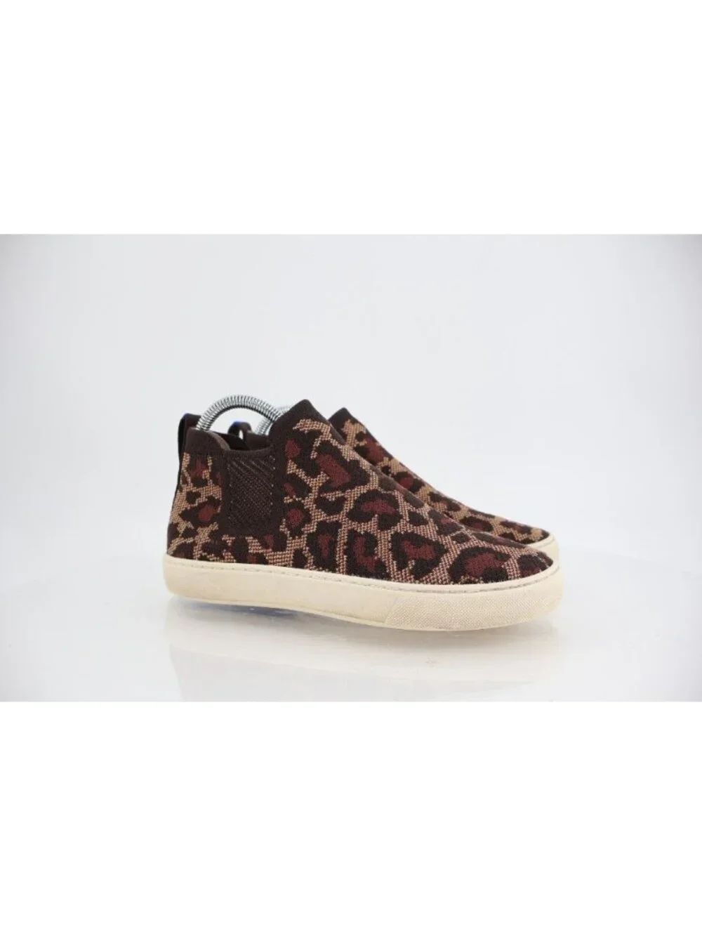 Rothys Womens Chelsea Shoe Size 7 Knit Pull On Sneaker Boot Wildcat Leopard